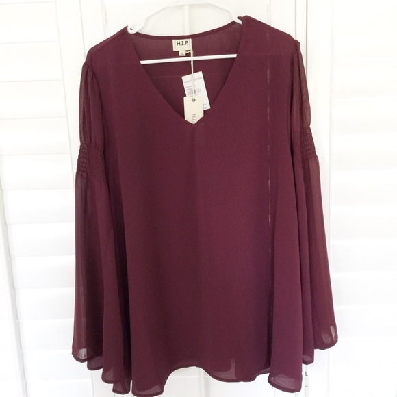 h.i.p. Tops - Plus Size Smocked Bell Sleeve Blouse Nordstrom 2X